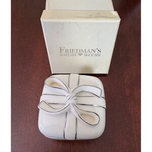 Vintage Friedmans Jewelers Ceramic Trinket Bow Box Coquette Quiet Luxury Bridal